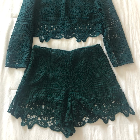 W’s cropped lace set up(Dark Green Size: M) - Picture 2 of 12